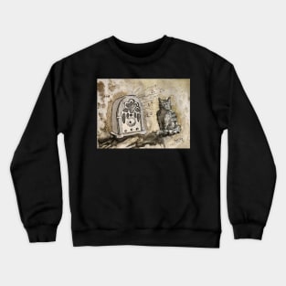 The Cat and the Old Radio Crewneck Sweatshirt